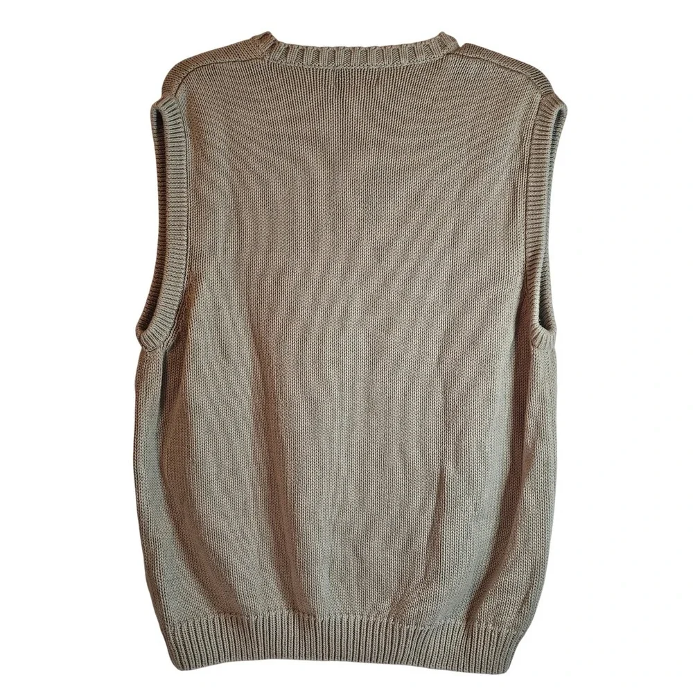 Eddie Bauer Mens XL Tan Cotton Knit V-Neck Sweater‎ Vest D221